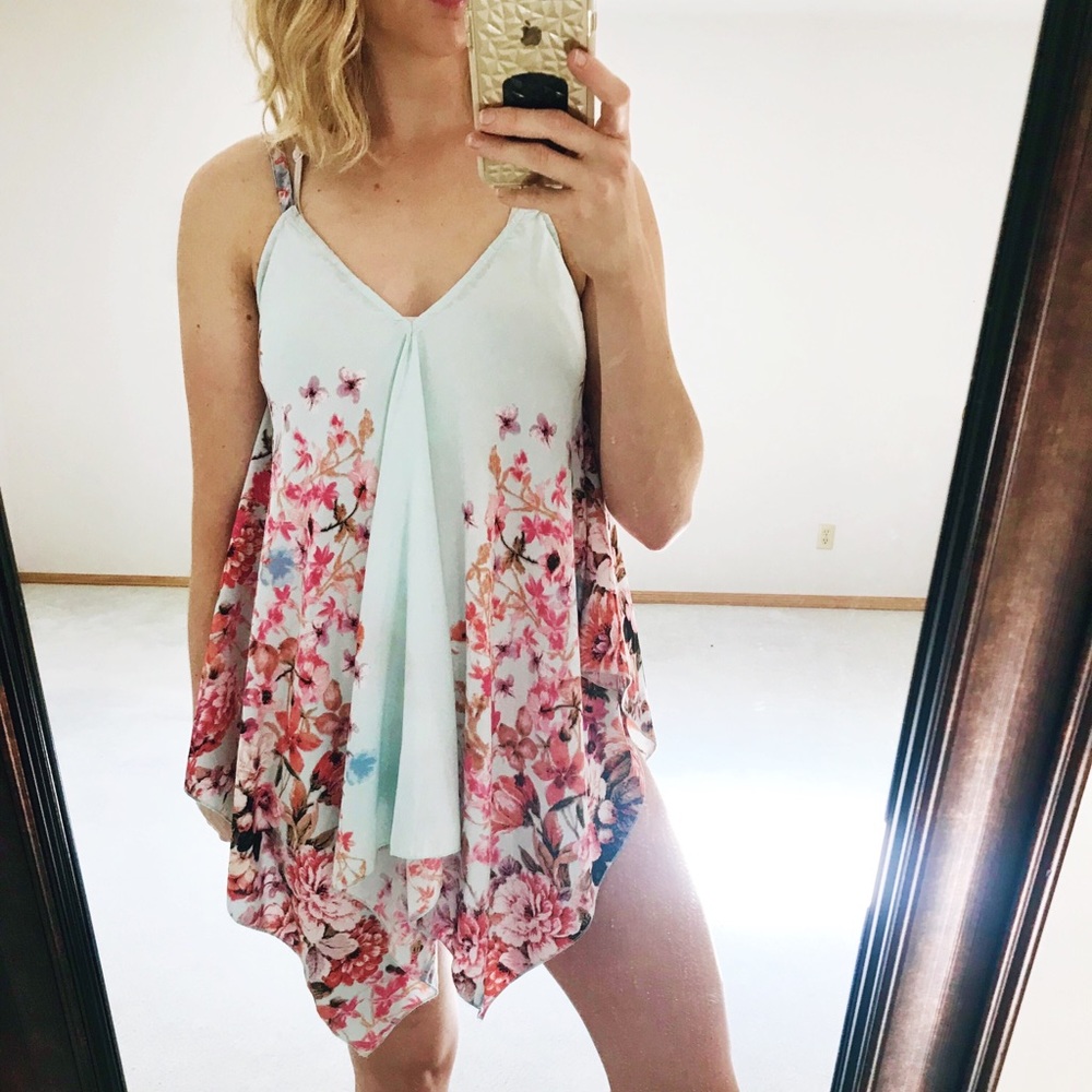 💙Baby Blue Bandana style flowy dress floral print